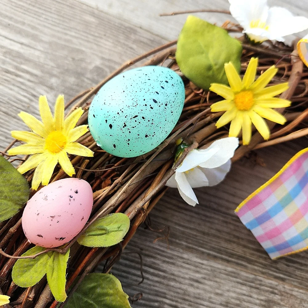 Festive Easter Bunny Grapevine Spring Easter Wreath - Picture 2 of 9